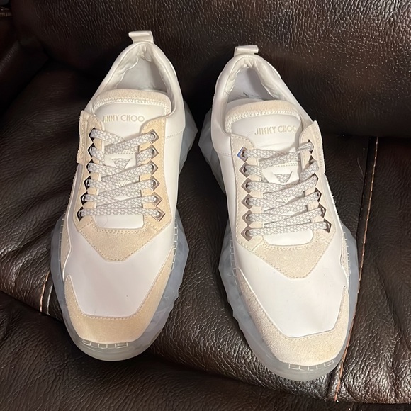 Jimmy choo men’s diamond logo monogram leather suede chunky sneakers NEW - Picture 3 of 7